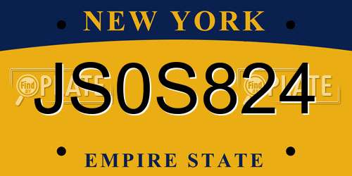 JS0S824 New York License Plate