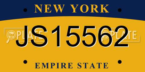 JS15562 New York License Plate