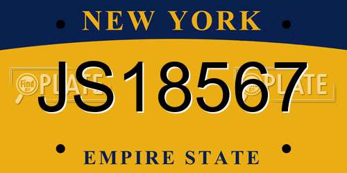 JS18567 New York License Plate