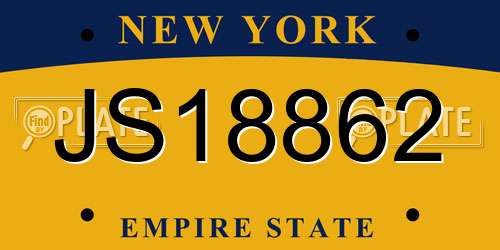 JS18862 New York License Plate