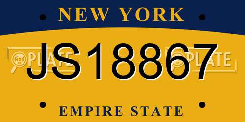 JS18867 New York License Plate