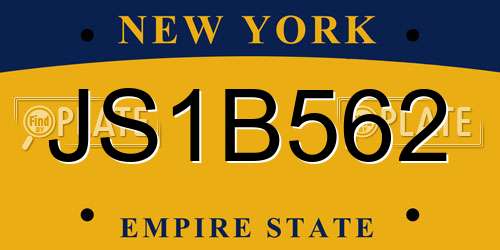 JS1B562 New York License Plate