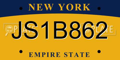 JS1B862 New York License Plate