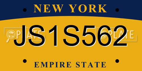 JS1S562 New York License Plate