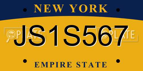 JS1S567 New York License Plate