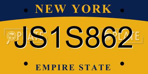 JS1S862 New York License Plate