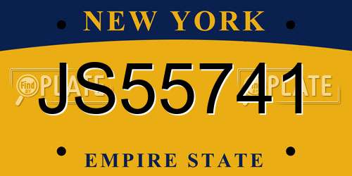 JS55741 New York License Plate