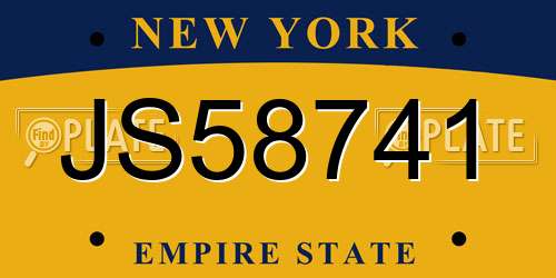 JS58741 New York License Plate