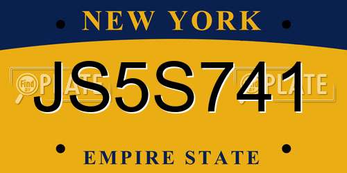 JS5S741 New York License Plate