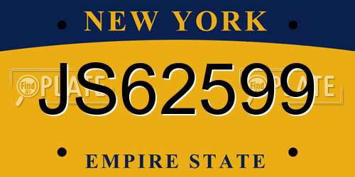 JS62599 New York License Plate