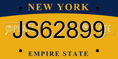 JS62899 New York License Plate
