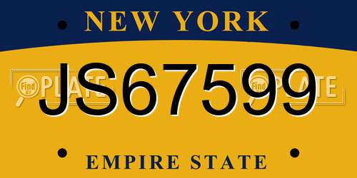 JS67599 New York License Plate