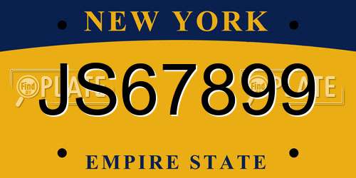 JS67899 New York License Plate