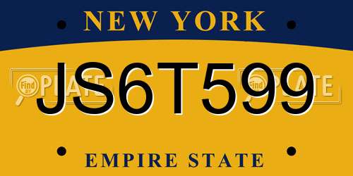 JS6T599 New York License Plate