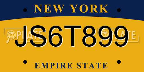 JS6T899 New York License Plate