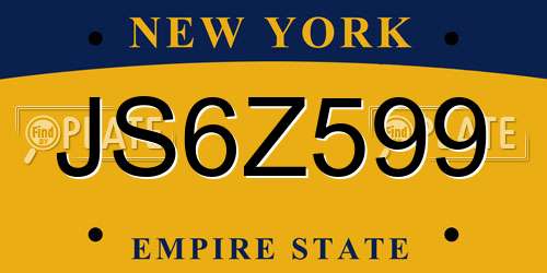 JS6Z599 New York License Plate