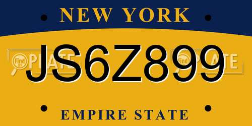 JS6Z899 New York License Plate