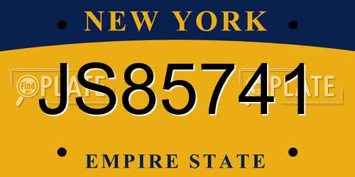 JS85741 New York License Plate