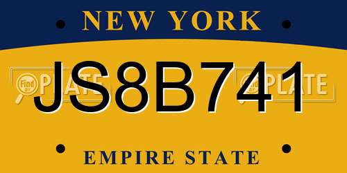 JS8B741 New York License Plate