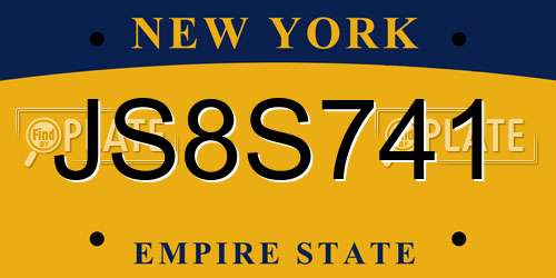 JS8S741 New York License Plate