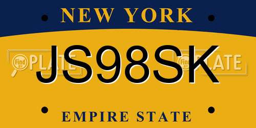 JS98SK New York License Plate