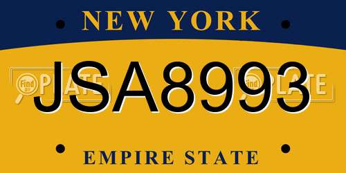 JSA8993 New York License Plate