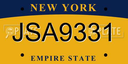 JSA9331 New York License Plate