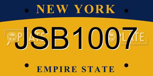 JSB1007 New York License Plate