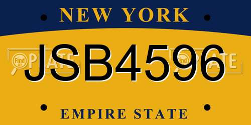 JSB4596 New York License Plate