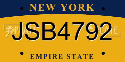 JSB4792 New York License Plate