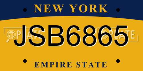 JSB6865 New York License Plate