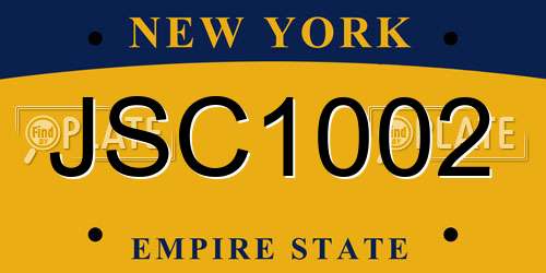 JSC1002 New York License Plate
