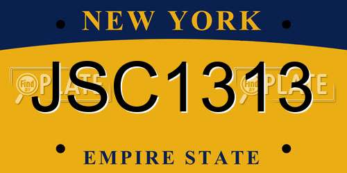 JSC1313 New York License Plate