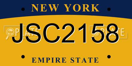 JSC2158 New York License Plate