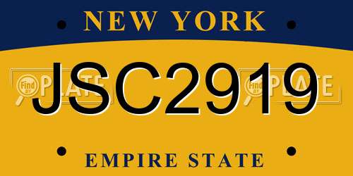 JSC2919 New York License Plate