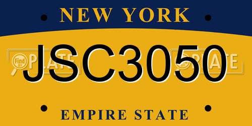 JSC3050 New York License Plate