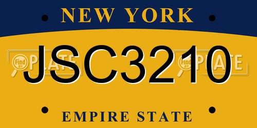 JSC3210 New York License Plate
