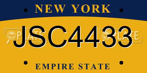 JSC4433 New York License Plate