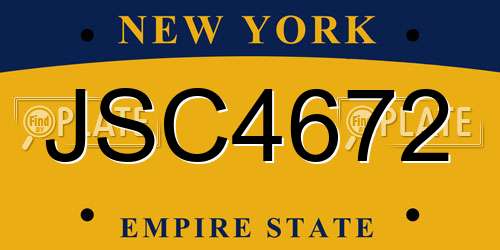 JSC4672 New York License Plate