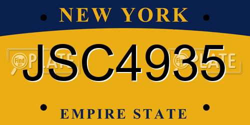 JSC4935 New York License Plate