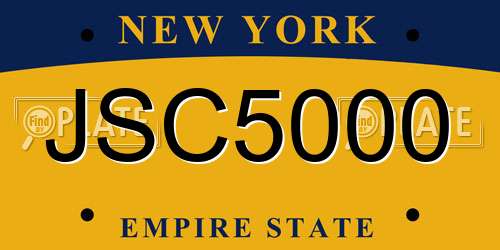 JSC5000 New York License Plate