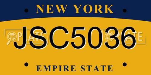 JSC5036 New York License Plate