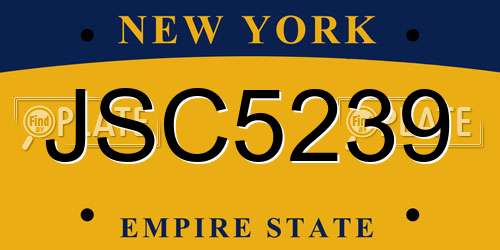 JSC5239 New York License Plate