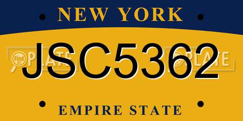 JSC5362 New York License Plate