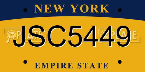 JSC5449 New York License Plate
