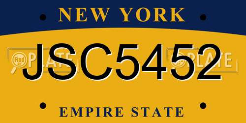 JSC5452 New York License Plate