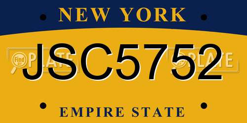 JSC5752 New York License Plate