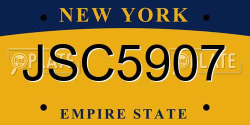 JSC5907 New York License Plate