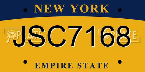 JSC7168 New York License Plate