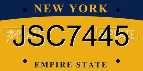 JSC7445 New York License Plate